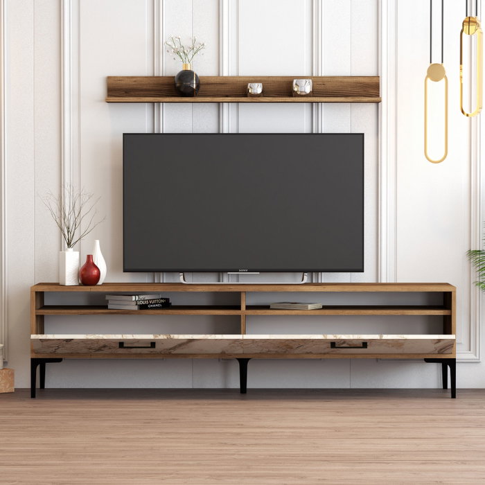 Hanah Home Istanbul Mueble de TV Nogal y Blanco con Estante
